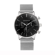 High quality silver mesh band belt watch men watches luxury brand logo anti scratch famous watch